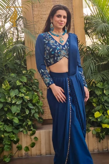 Teal Blue Saree