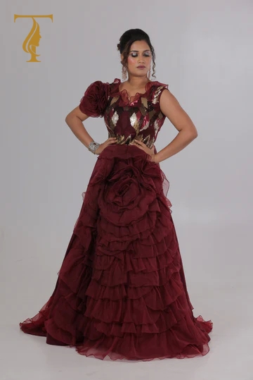 Partywear maroon gown