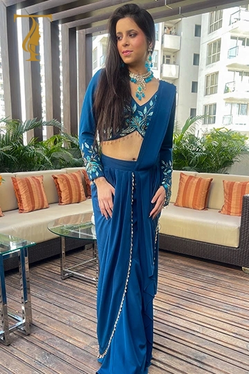 Teal Blue Saree