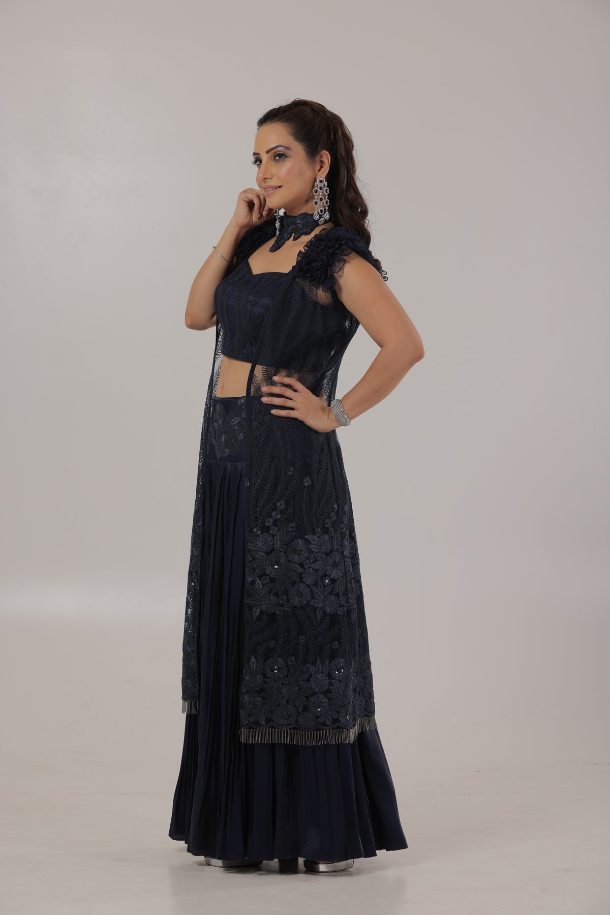 Navy Blue Three Piece Set - Poonam Nagpal 3