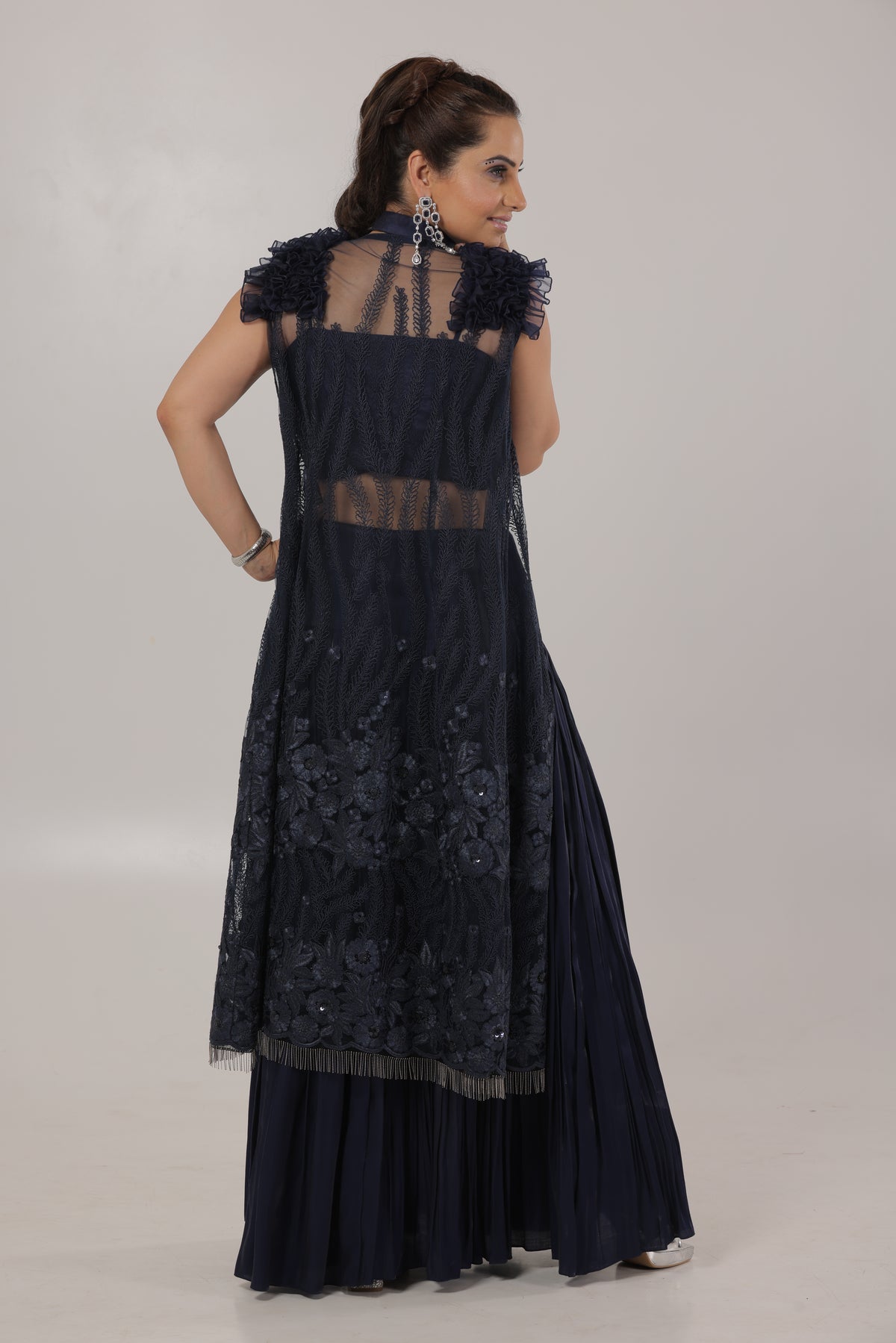 Navy Blue Three Piece Set - Poonam Nagpal 5