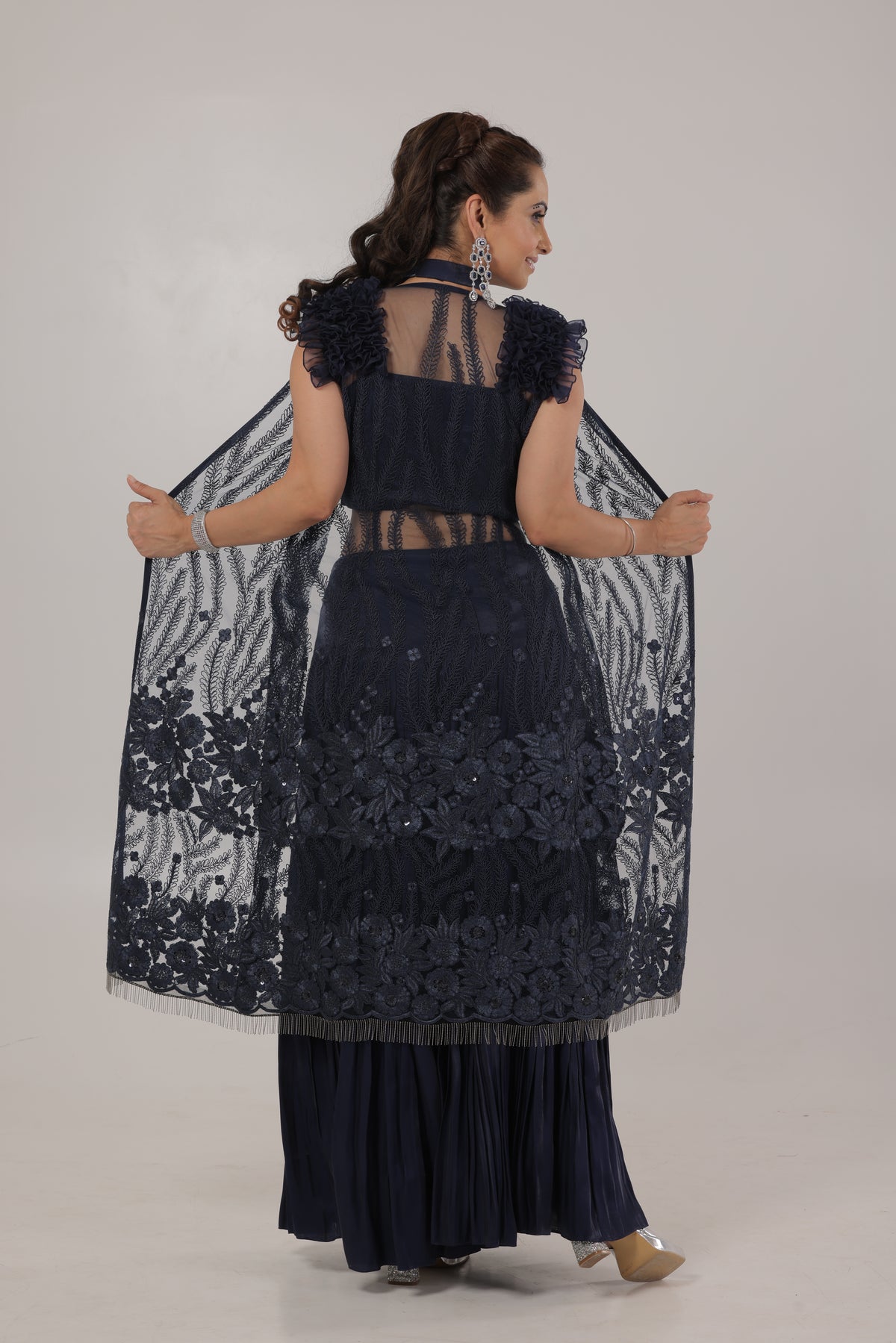 Navy Blue Three Piece Set - Poonam Nagpal 6