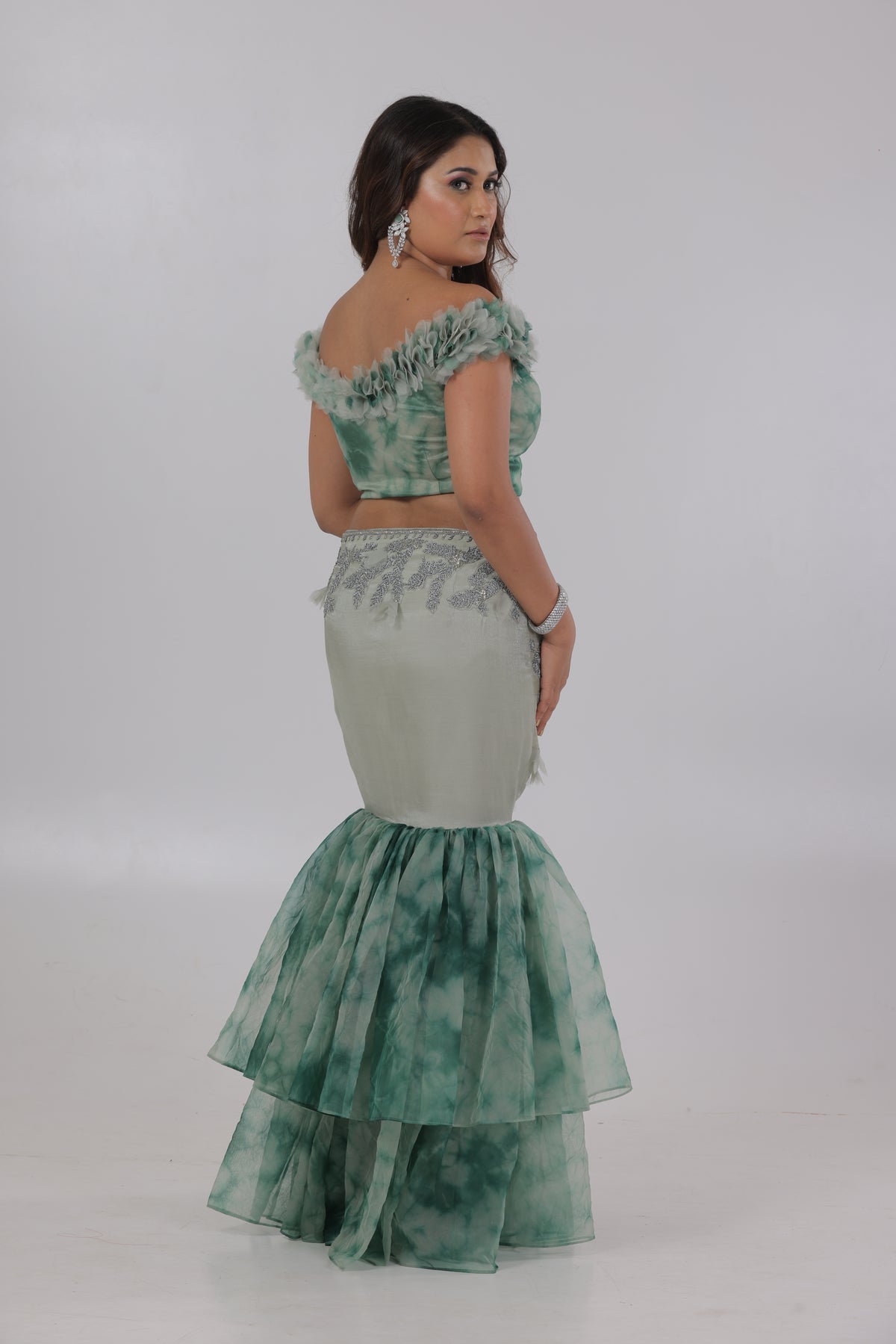 Green Organza Two Piece Set 2