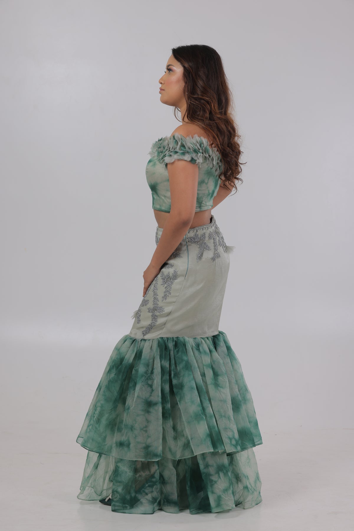 Green Organza Two Piece Set 3