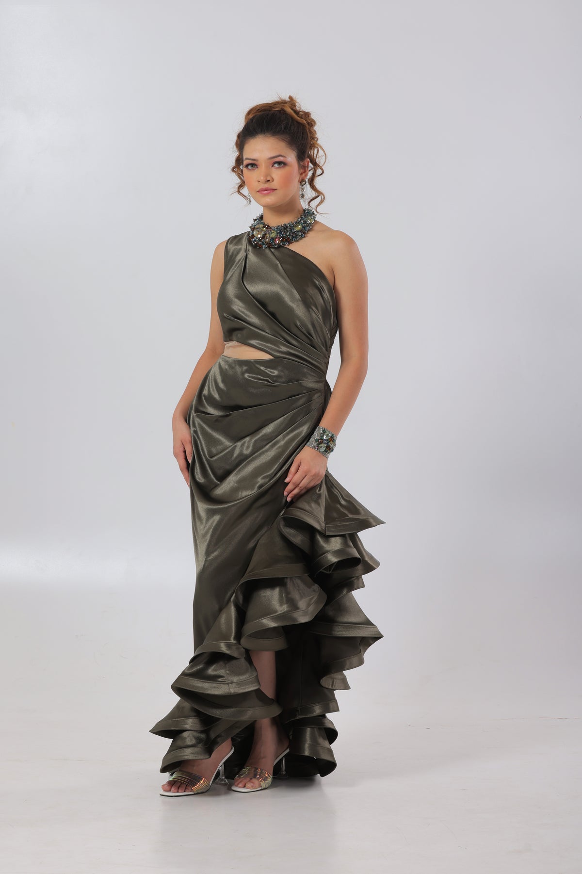 Dark Green Statement Gown 1