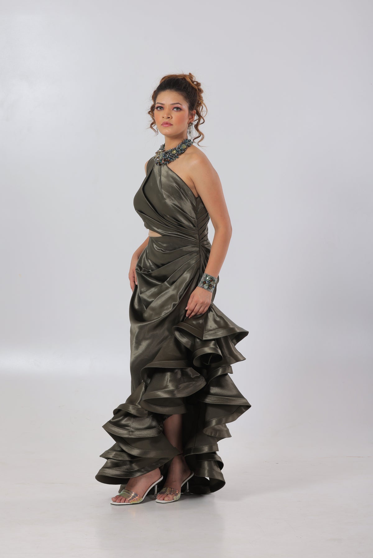 Dark Green Statement Gown 2