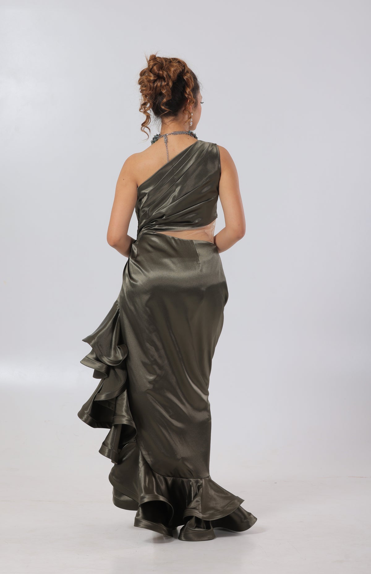 Dark Green Statement Gown 3