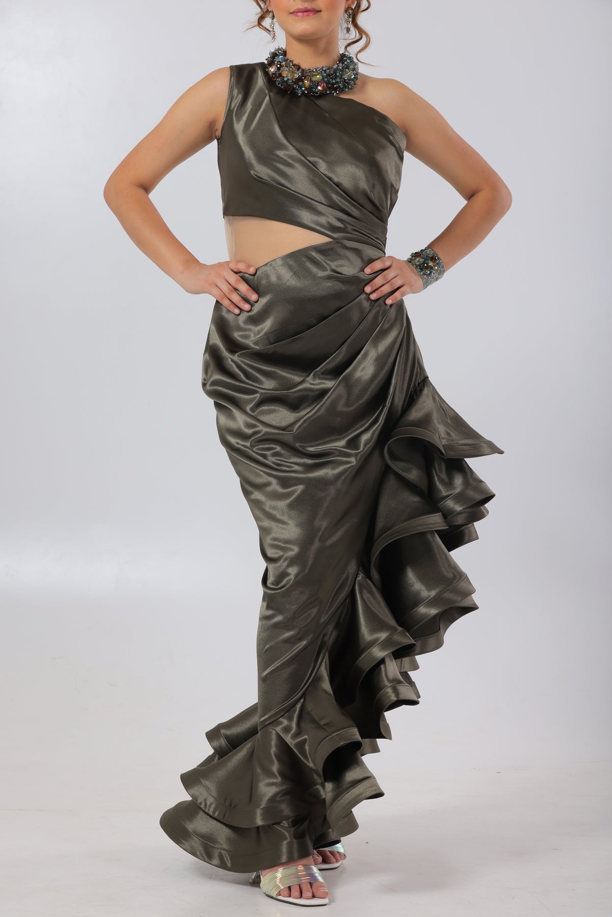 Dark Green Statement Gown 4