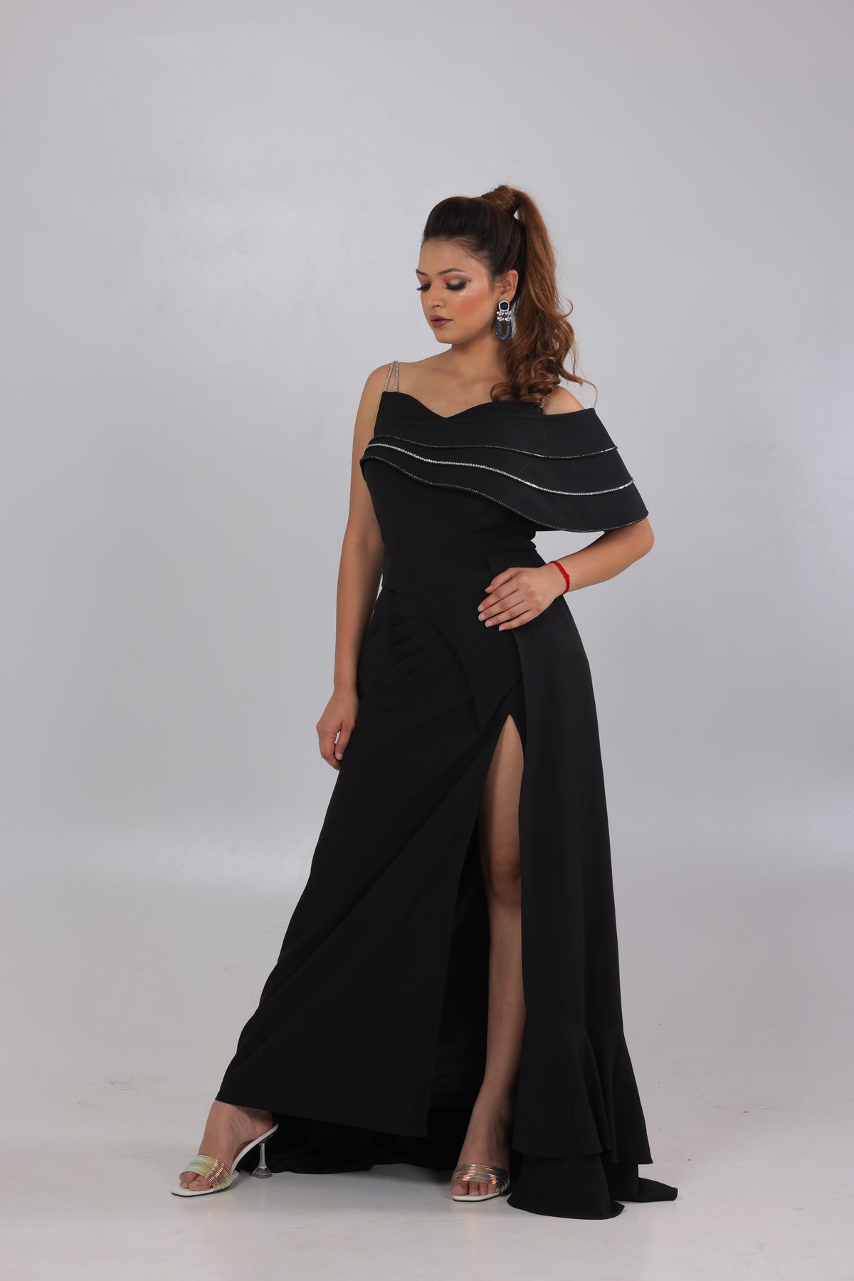 Black High Slit Gown 1