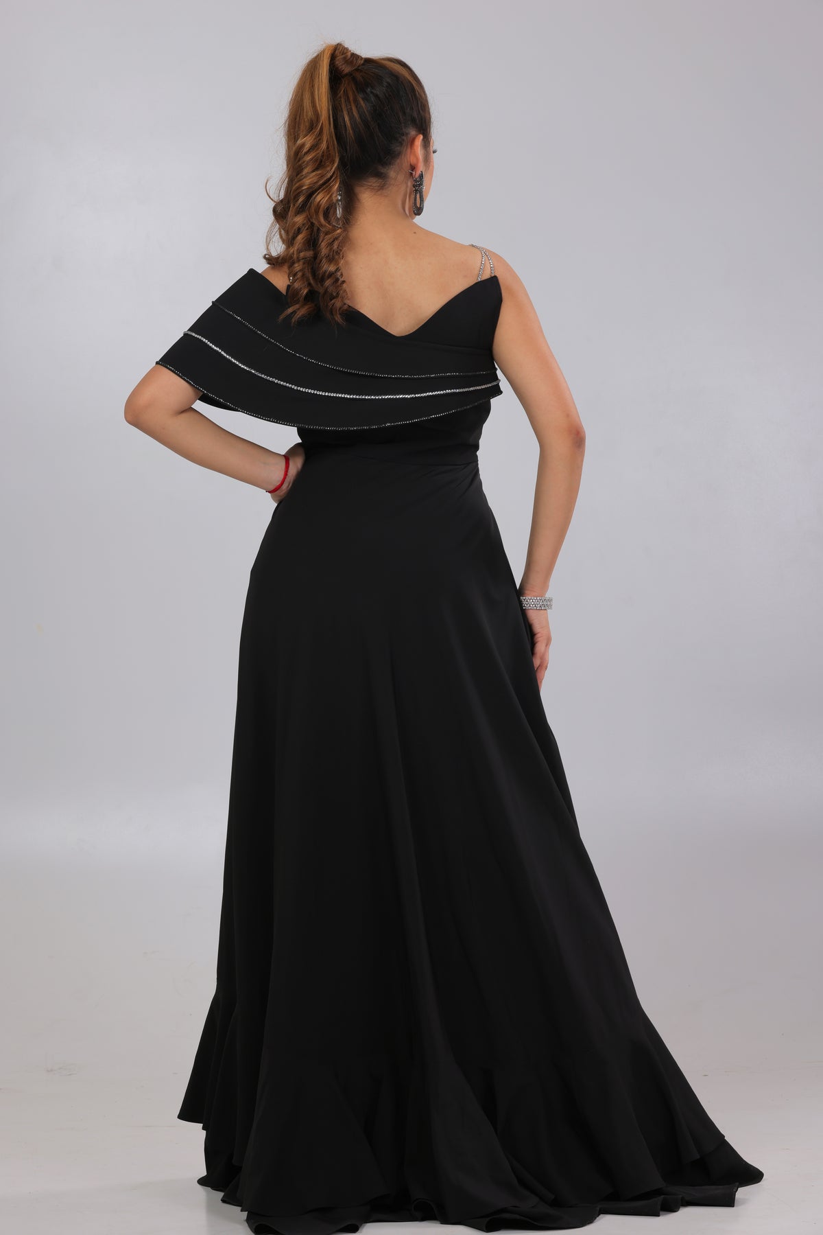 Black High Slit Gown 4