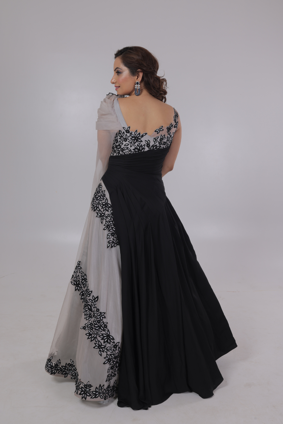 Grey Black Flower Gown 7