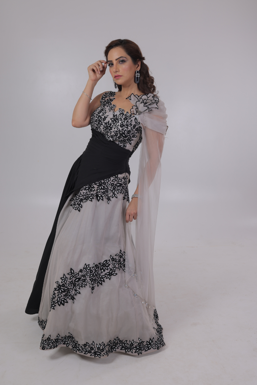 Grey Black Flower Gown 2