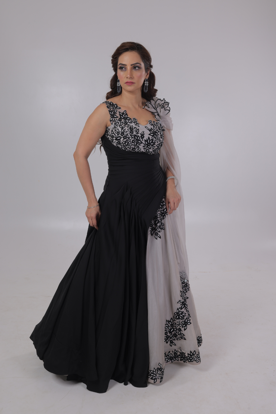 Grey Black Flower Gown 3