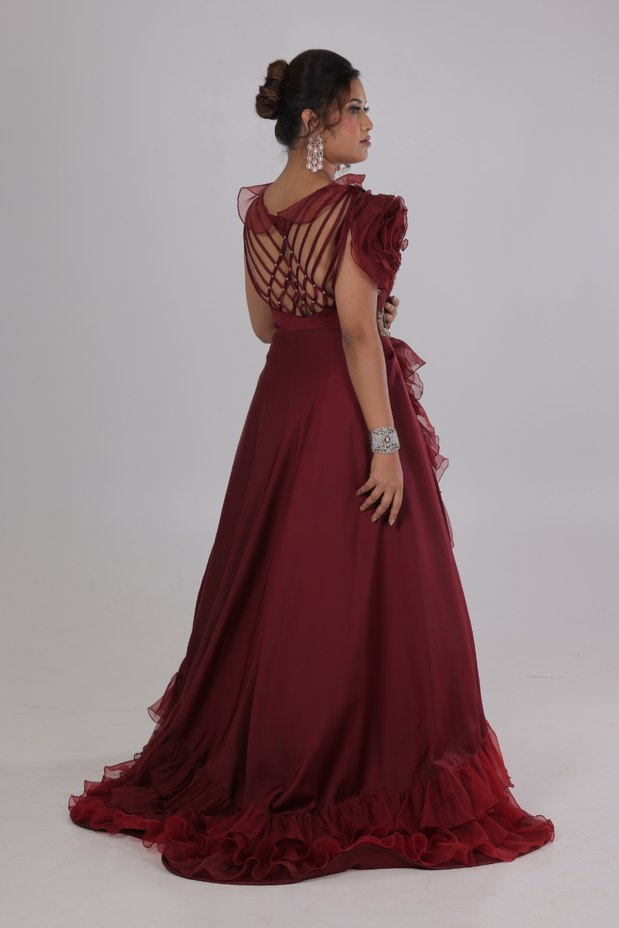 Maroon Sequine Gown 1